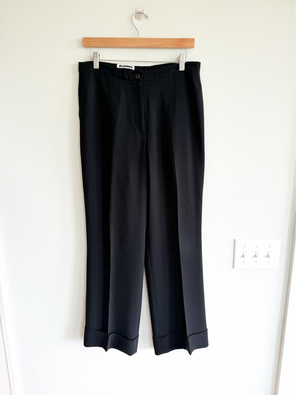 Jil Sander Vintage Wool Blend High Rise Straight Leg Trouser Pant 42